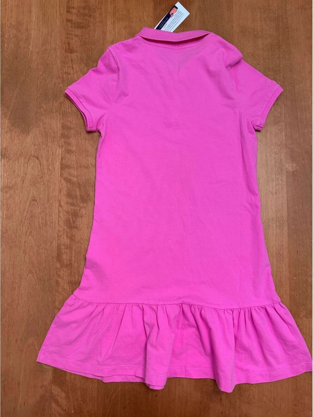 NWT Vineyard Vines Girls Hot Pink Tea Rose Pique Short Sleeve Collar Polo Dress
